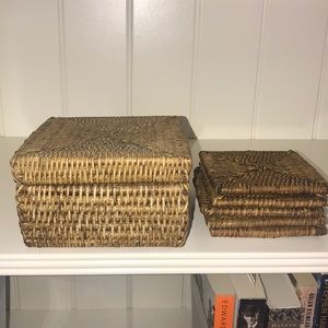 Pottery Barn rattan coasters
